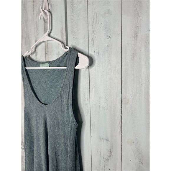 CP SHADES TEAL HATCHED 100% LINEN SLEEVELESS LIGHT AIRY LAGENLOOK MIDI DRESS S - Picture 5 of 16